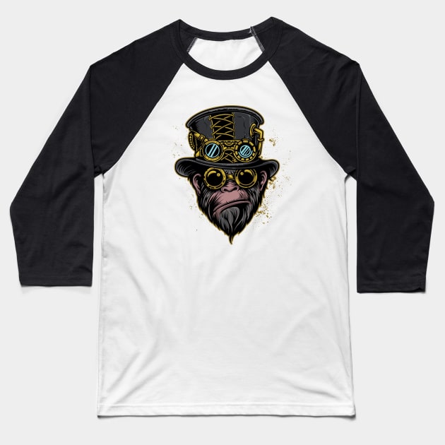 Steampunk Monkey Baseball T-Shirt by Print2Press